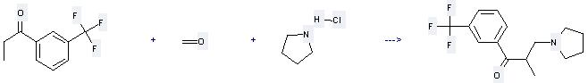 1-Propanone, 1-[3-(trifluoromethyl)phenyl]- can be used to produce 2-methyl-3-pyrrolidin-1-yl-1-(3-trifluoromethyl-phenyl)-propan-1-one by heating